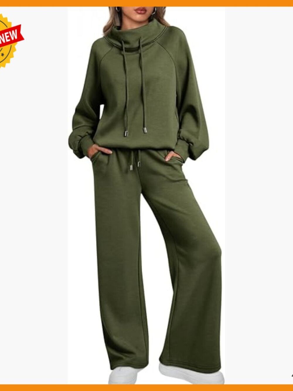 Women's Lounge Set 2-Piece Sweatsuit Drawstring Sweatshirt Wide Leg Sweatpants